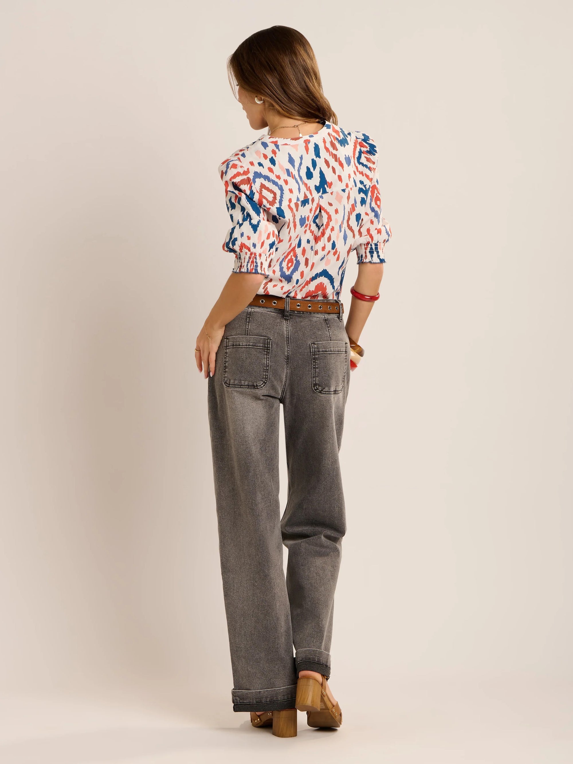 Brakeburn Yuki Blouse - White/Red/Blue