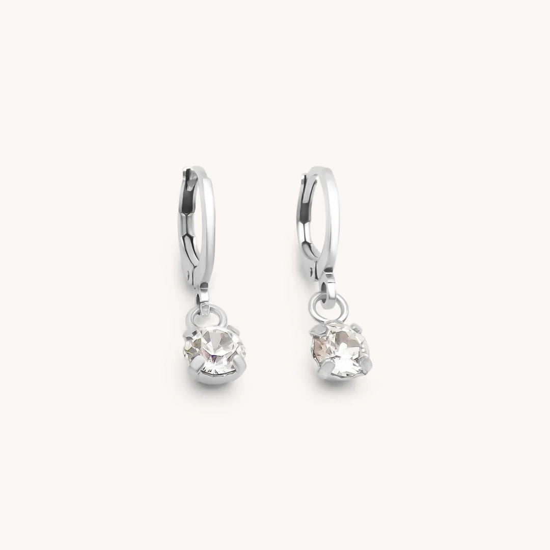 Orli Silver Crystal Huggie Hoop Earrings