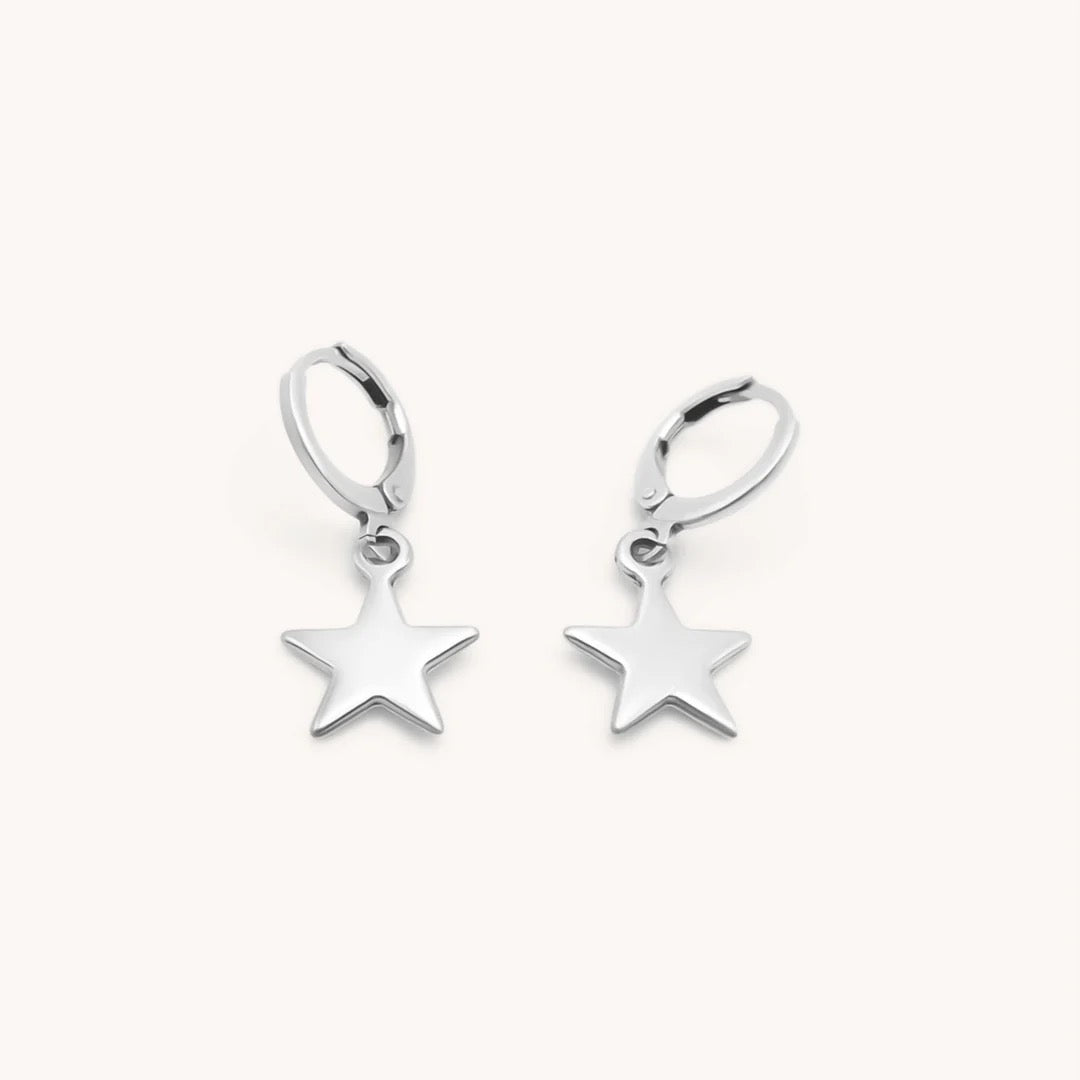 Orli Silver Star Huggie Hoop Earrings