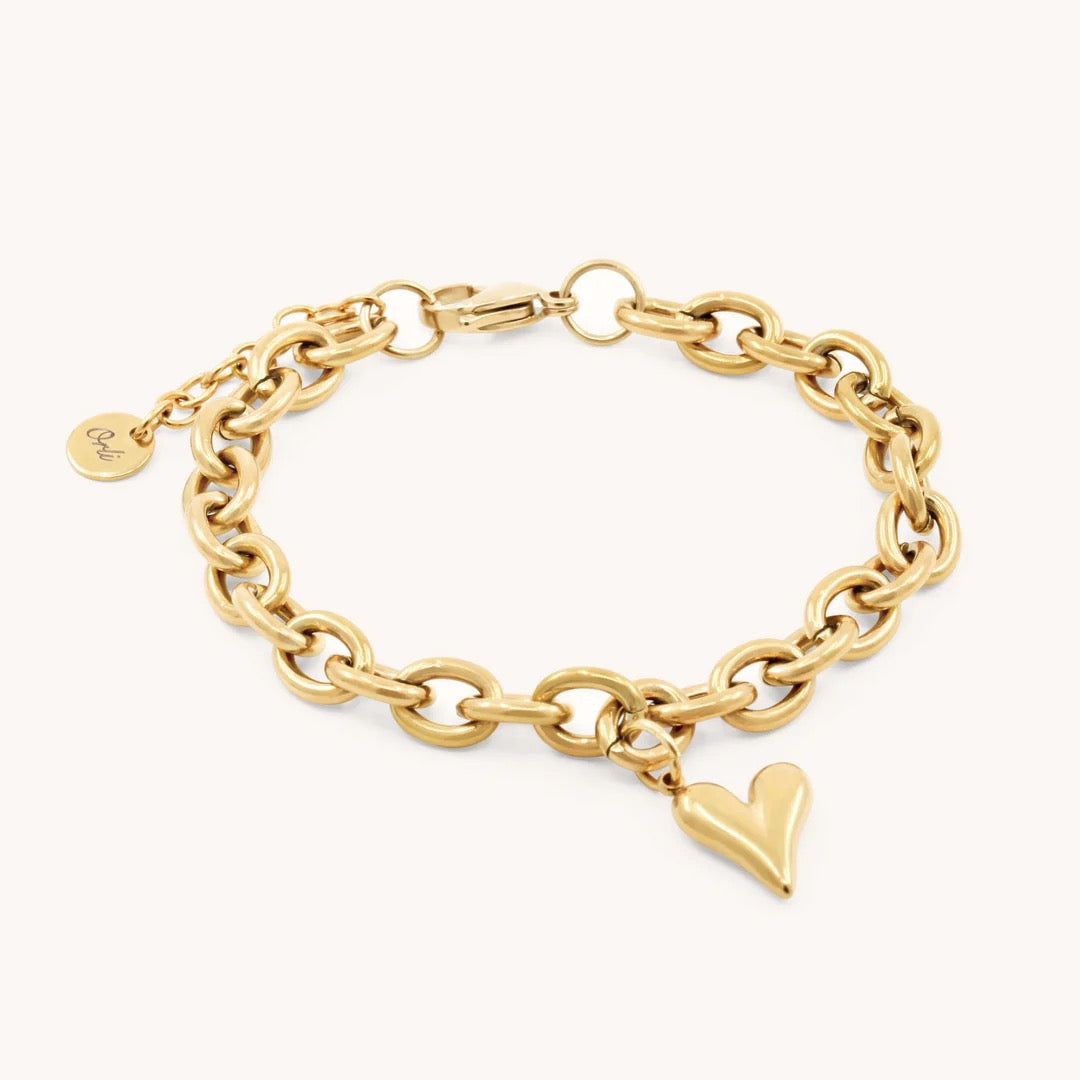 Orli Celine Heart Chunky Bracelet - Gold (Waterproof)