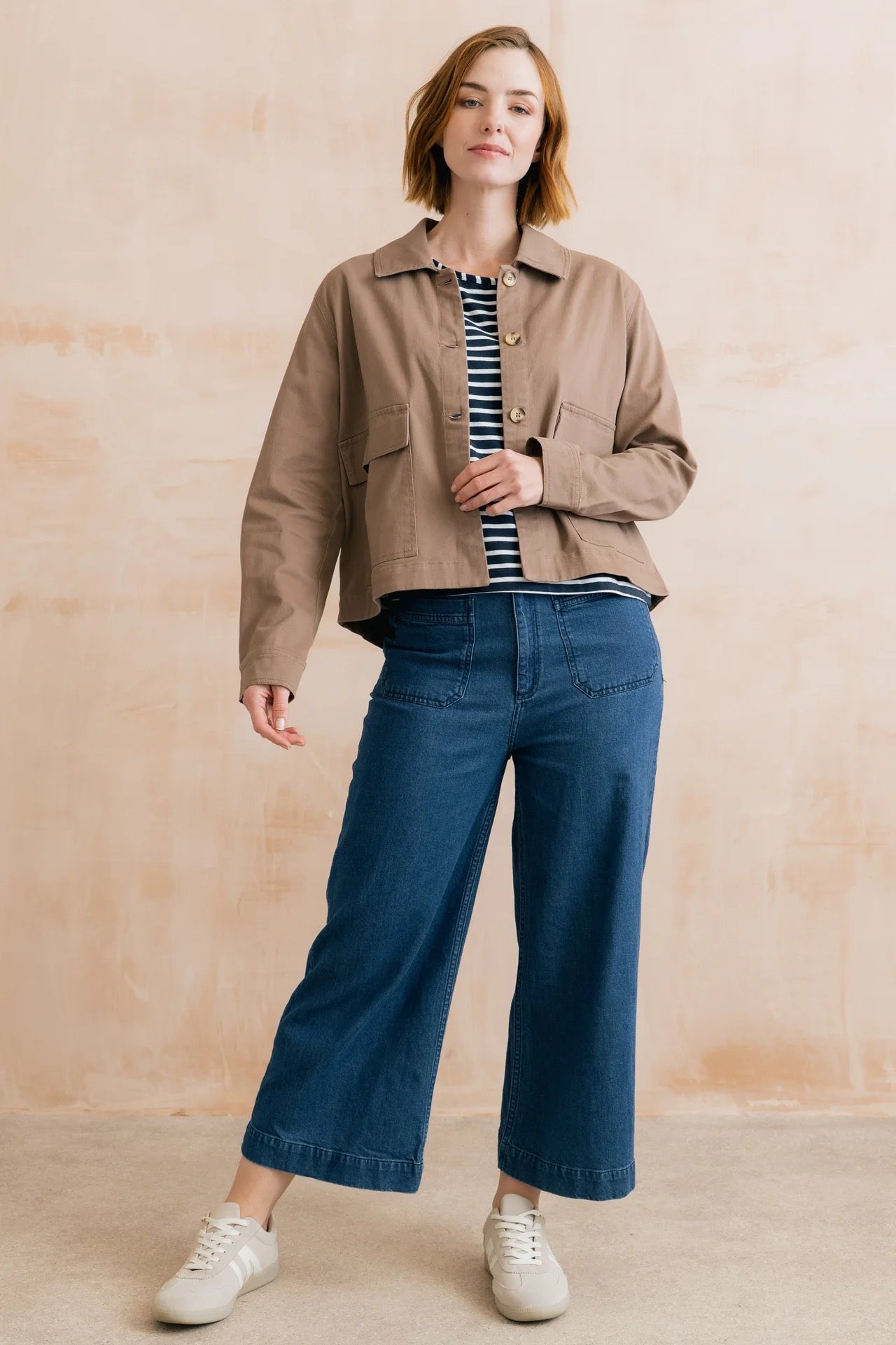 Kite 3/4 Sleeve Boxy T-shirt Top Stripe - Navy/White - Lily &amp; Me