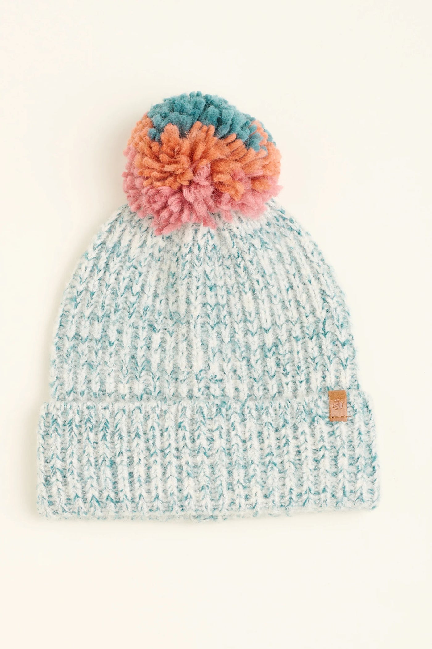 Brakeburn Twisted Yarn Multicoloured Bobble Hat -Blue/White/Multi