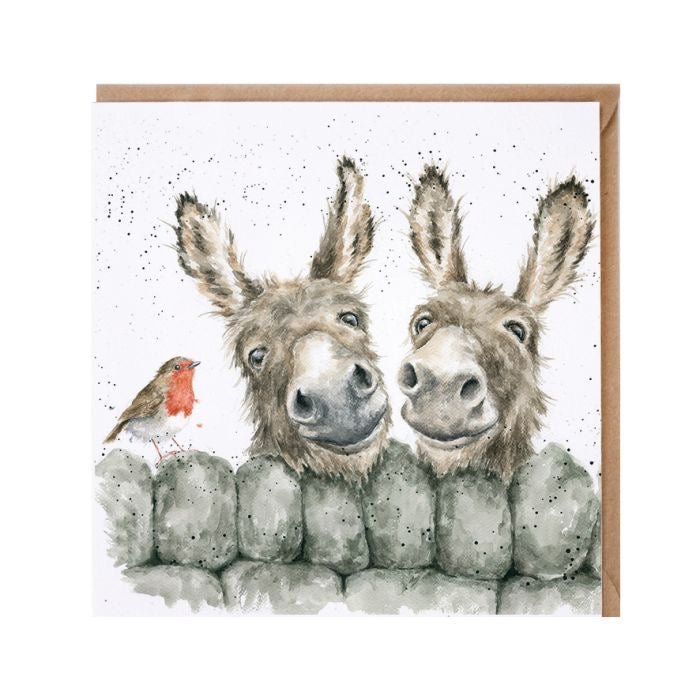 Hee Haww Donkey & Robin - Blank Card - Wrendale Designs