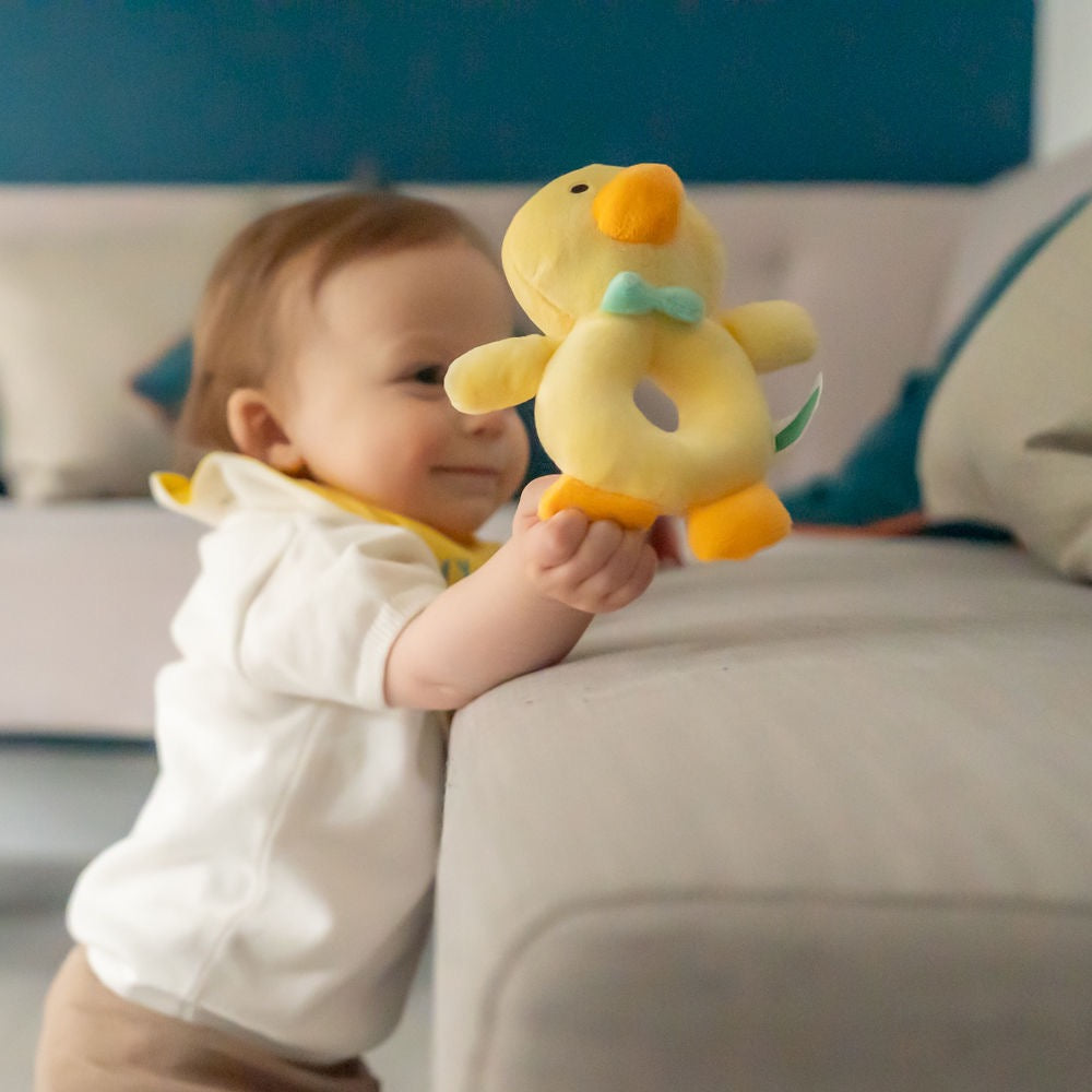 Ziggle Duck Plush Baby Rattle - Yellow