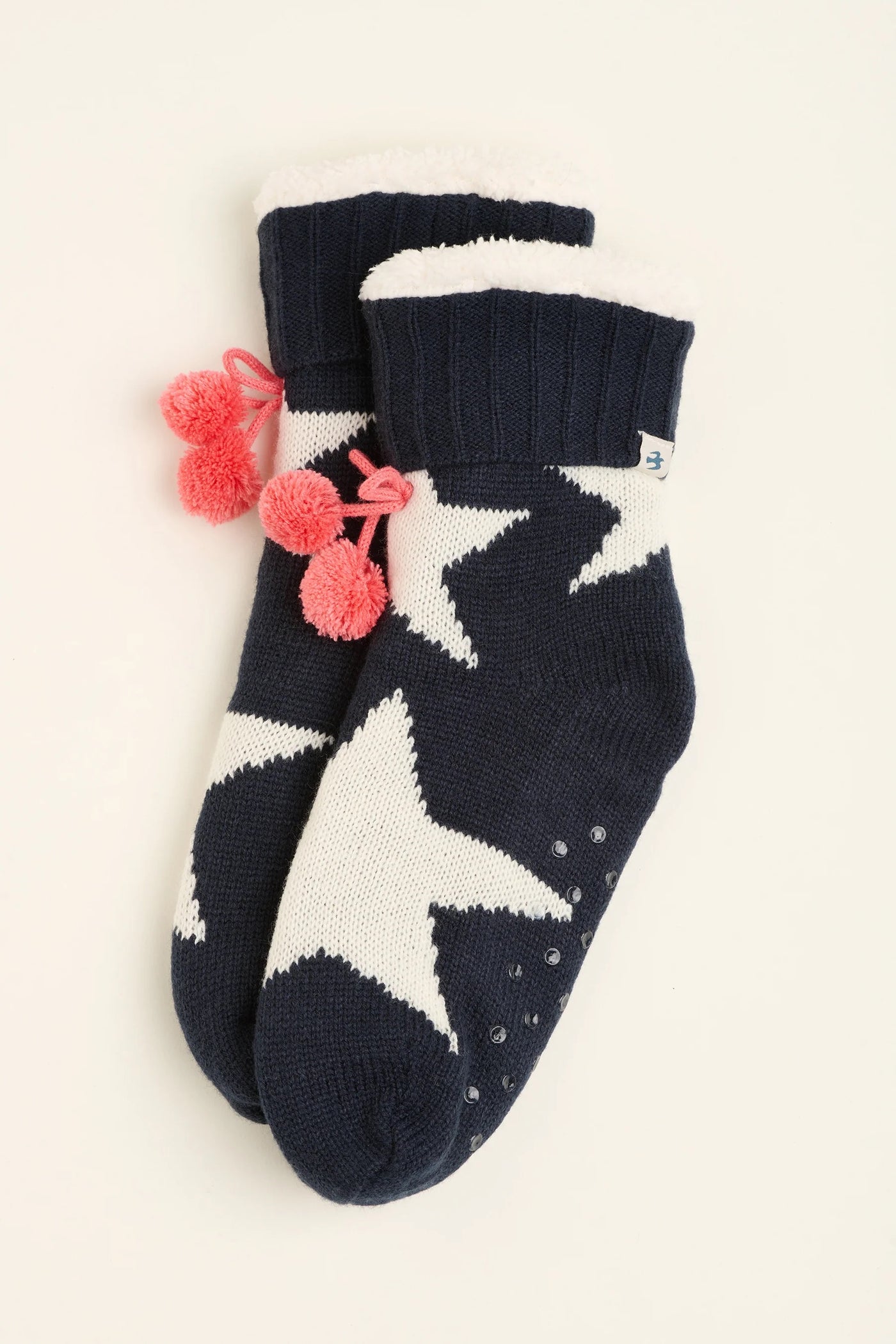 Brakeburn Star Knitted Ladies Slipper Socks - Navy