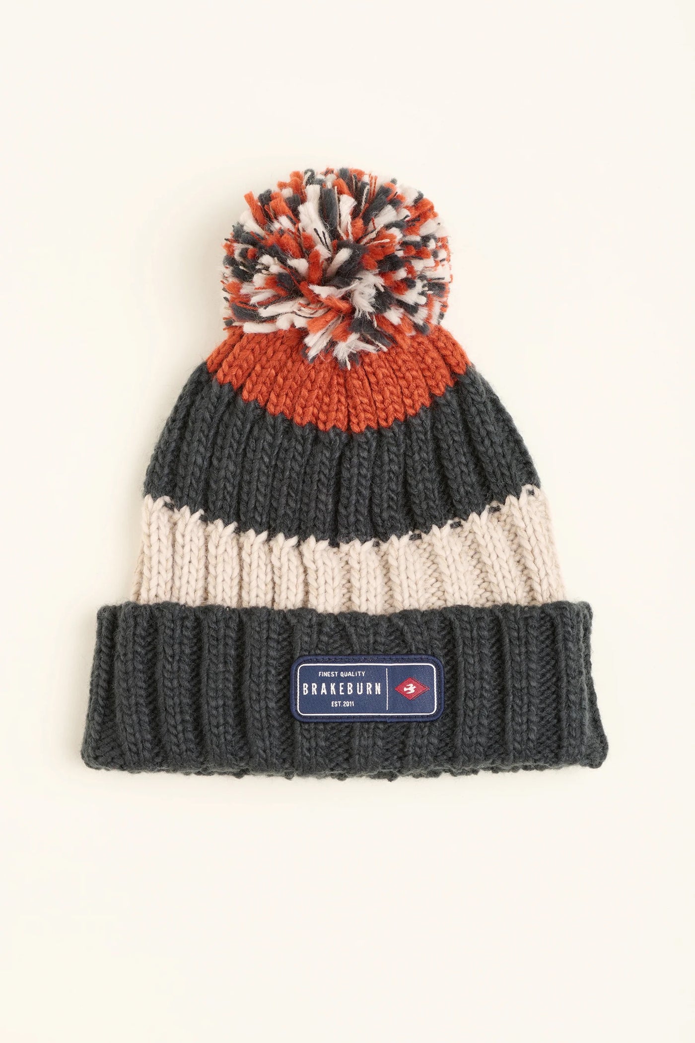 Brakeburn Men's Stripe Knitted Bobble Hat - Green Multi