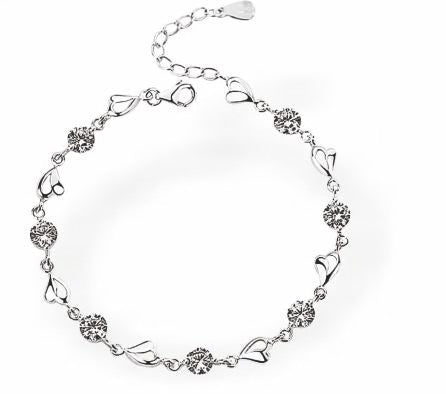 Byzantium Clear Crystal Wild Heart Chain Bracelet - Silver
