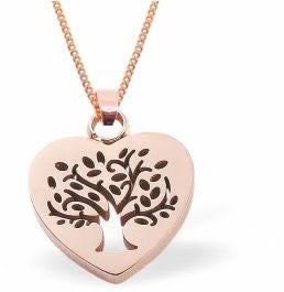 Byzantium Rose Gold Tree of Life Heart Pendant