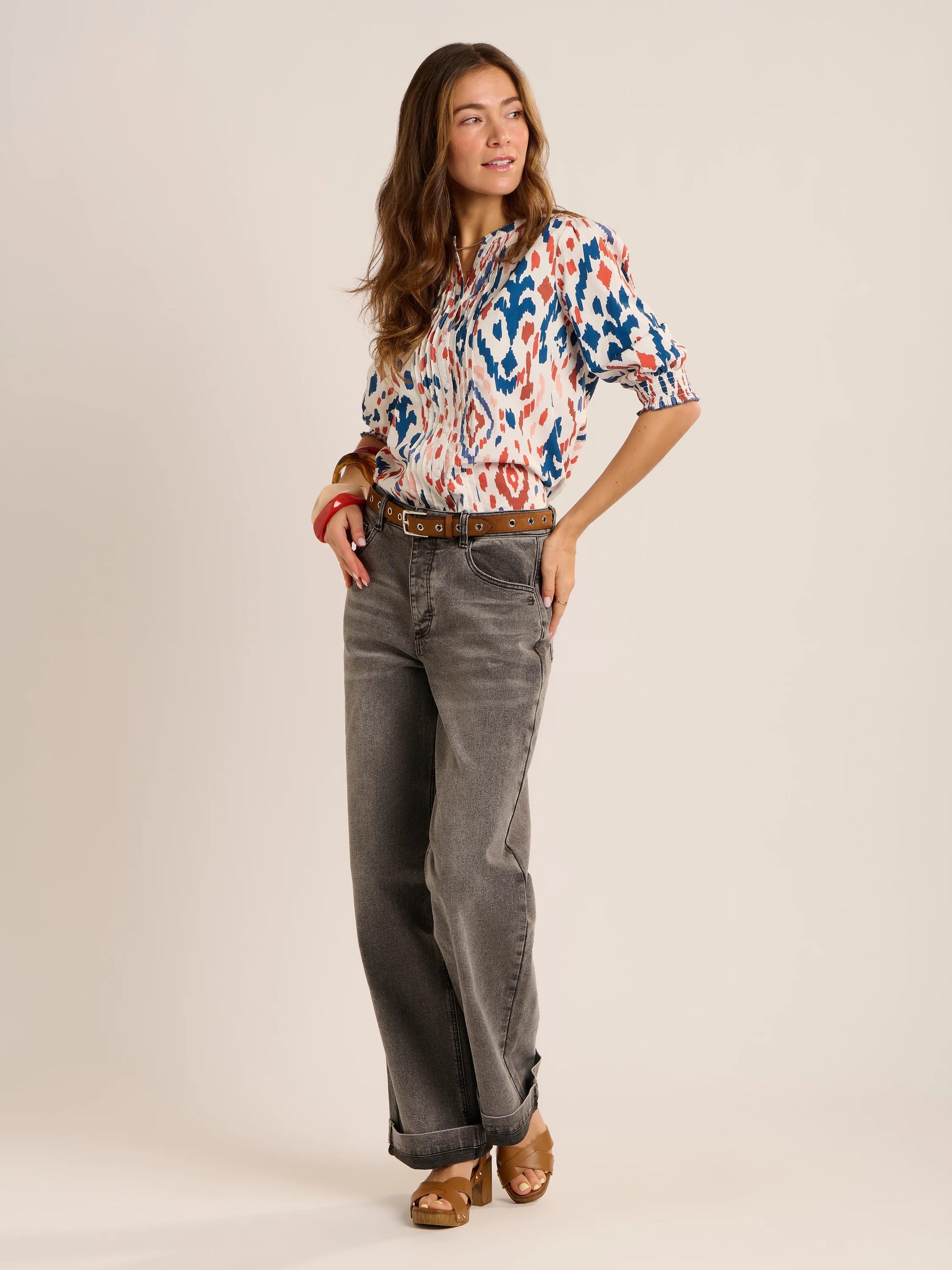 Brakeburn Yuki Blouse - White/Red/Blue