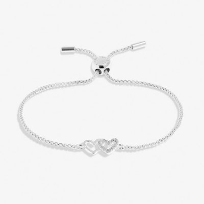 Joma Jewellery -Pave Linked Hearts - Silver Mini Charms Slider Bracelet