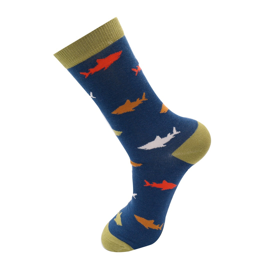 Mr Heron MENS Bamboo Ankle Socks - Sharks - Navy