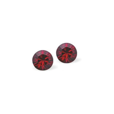 Byzantium 7mm Austrian Crystal Studs - Chaton - Burgundy Red