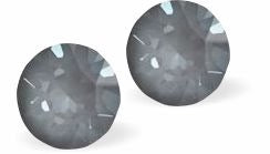 Byzantium 8mm Large Austrian Crystal Studs - Chaton - Dark Grey Ignite