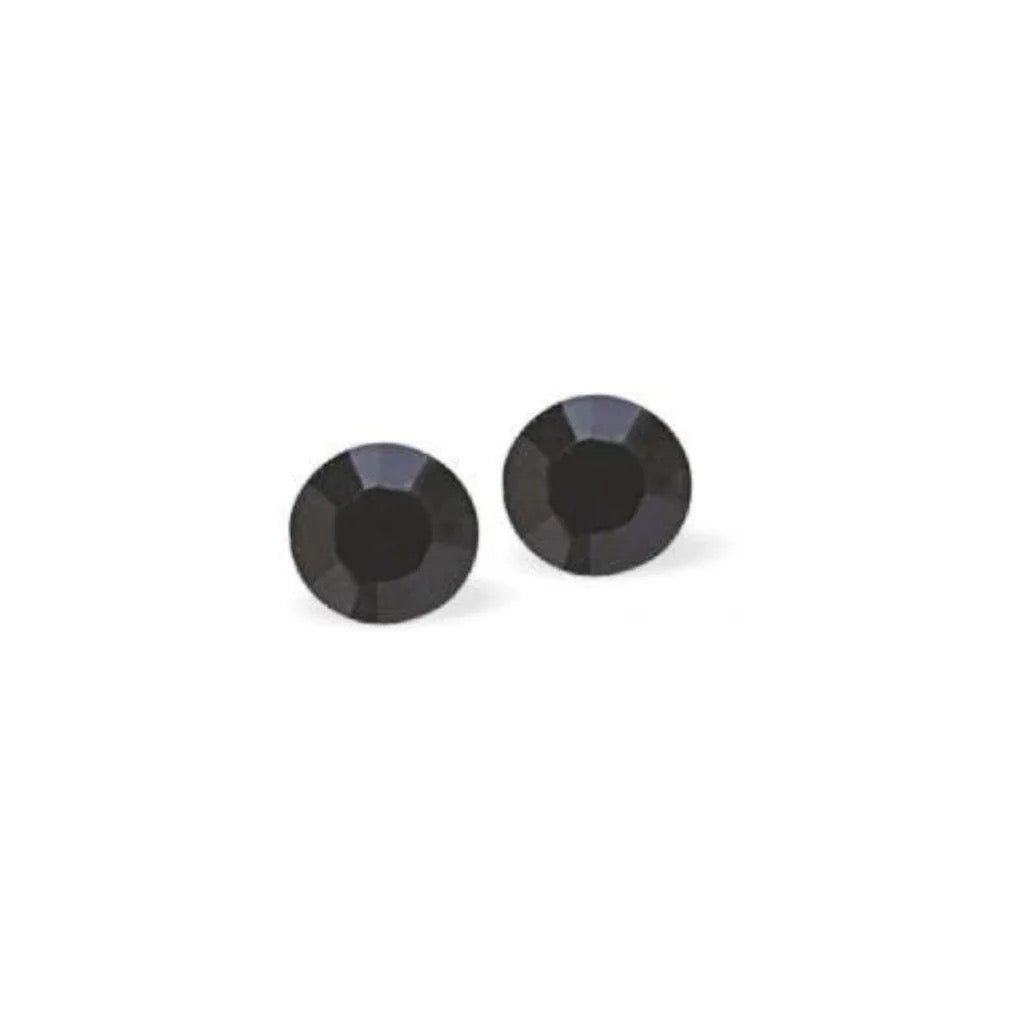 Byzantium 7mm Austrian Crystal Studs - Chaton - Jet Black