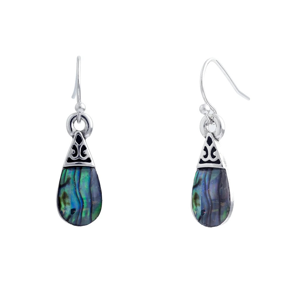 Byzantium Paua Shell Classic Drop Earrings - Silver