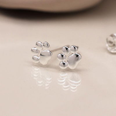 POM Sterling Silver Tiny Paw Print Stud Earrings