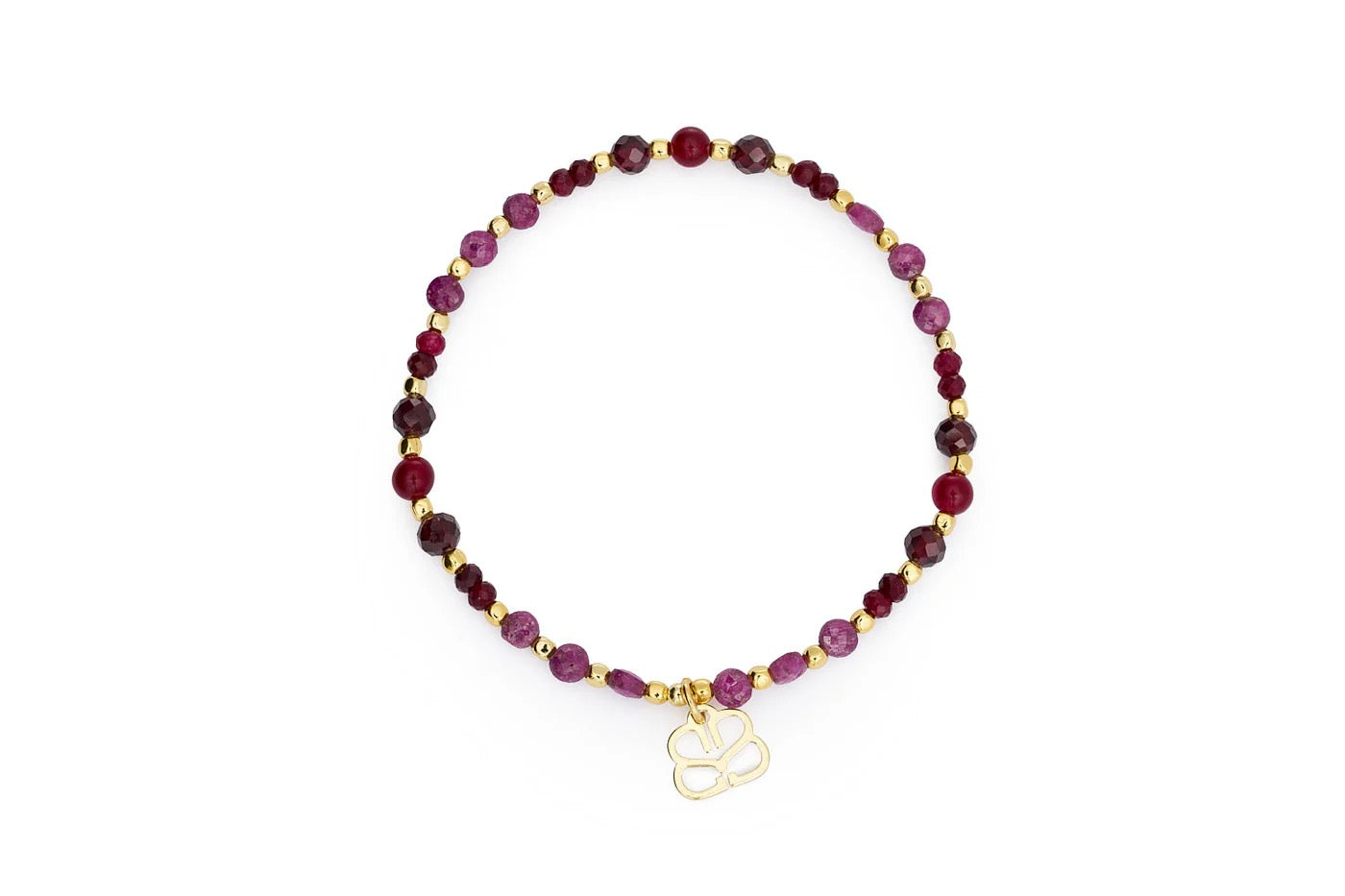 Boho Betty - Laria - Gold &amp; Garnet Gemstone Stretch Bracelet