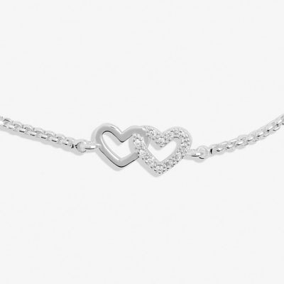 Joma Jewellery -Pave Linked Hearts - Silver Mini Charms Slider Bracelet