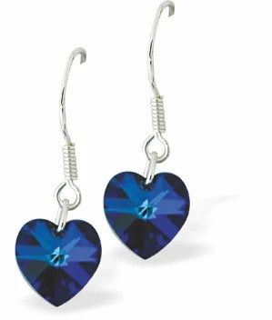 Byzantium Austrian Crystal Heart Drop Earrings - Bermuda Blue