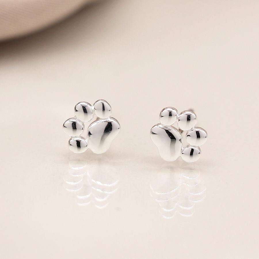 POM Sterling Silver Tiny Paw Print Stud Earrings