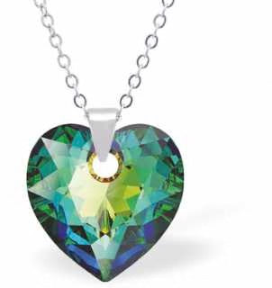 Byzantium Swarovski Crystal Heart Pendant Necklace -  Vitral Light