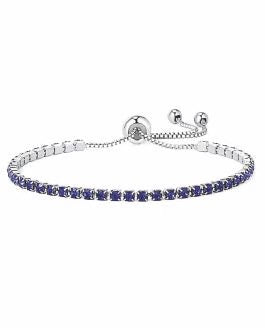 Byzantium Sparkly Adjustable Tennis Bracelet - Sapphire/Silver