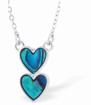 Byzantium Paua Shell Necklace - Double Heart