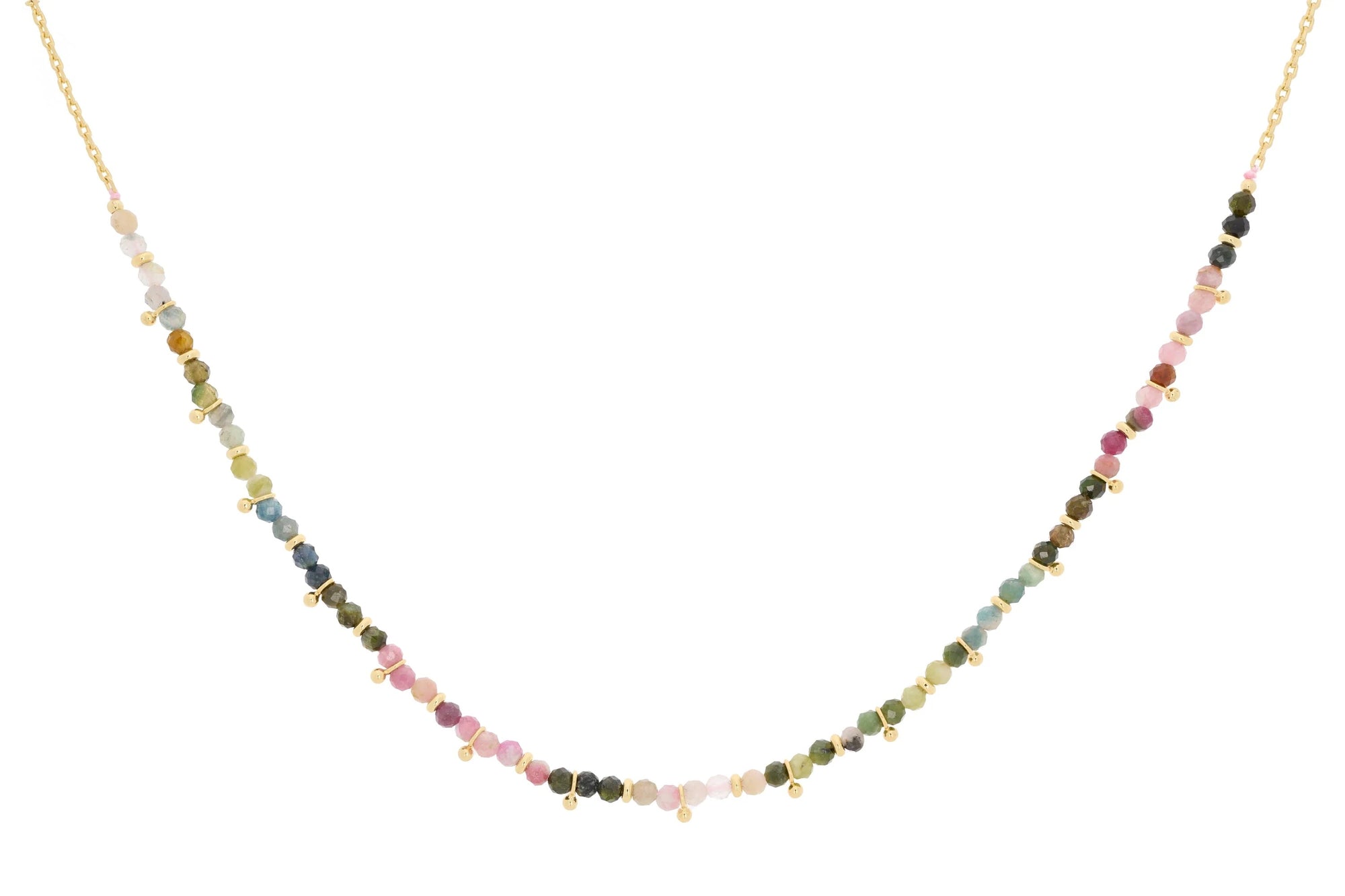 Boho Betty - Salus - Mixed Tourmaline Half Beaded Gold Necklace