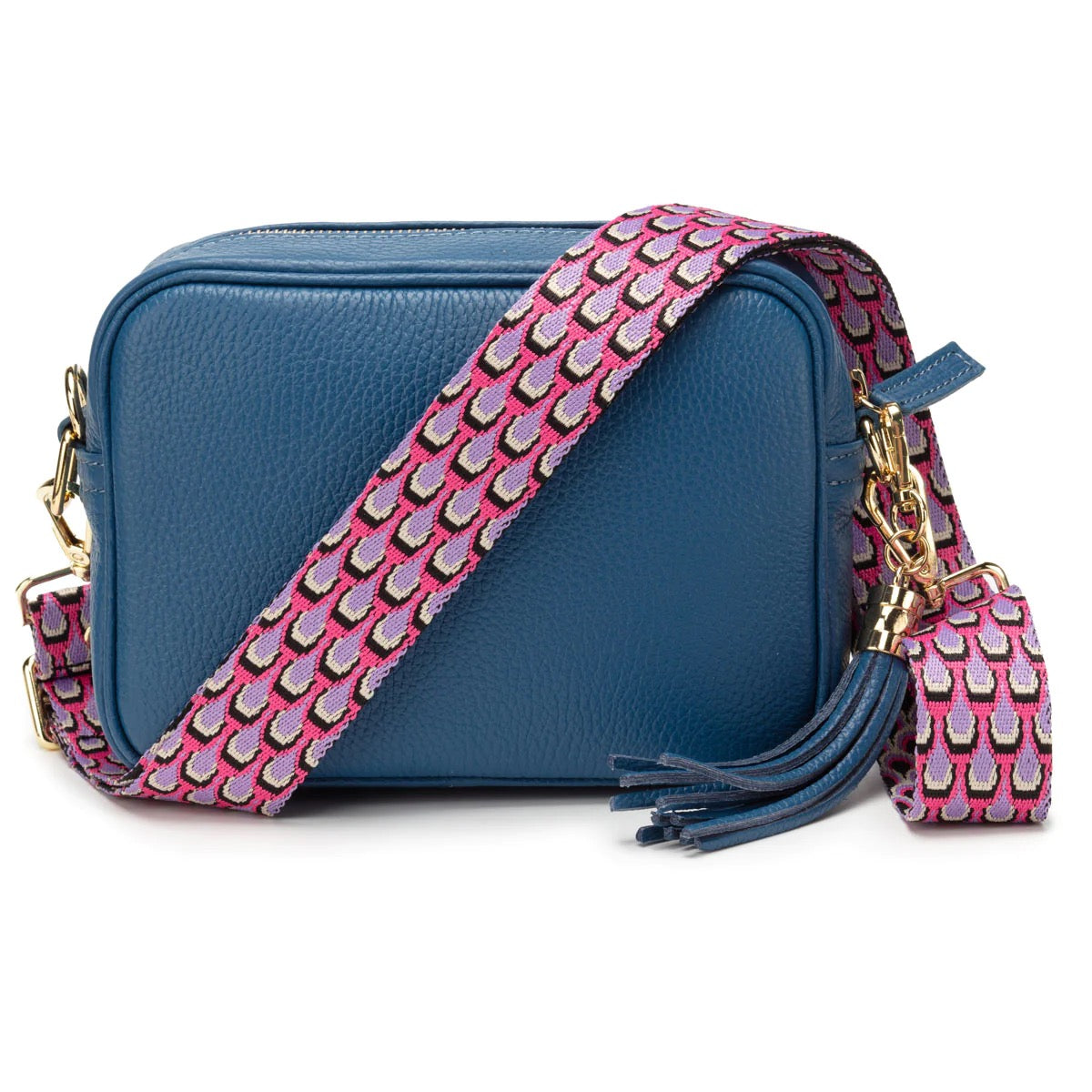 Elie Beaumont Designer PINK/LILAC PEACOCK Adjustable Crossbody Bag Strap (GOLD Fittings)
