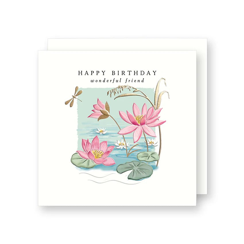 Rosanna Rossi Birthday Wonderful Friend Dragonfly & Lilly Pad Card