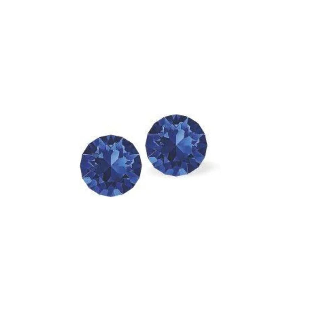Byzantiun 6mm Austrian Crystal Studs - Chaton - Capri Blue