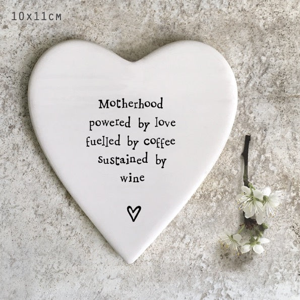 East of India Porcelain Heart Coaster - Motherhood