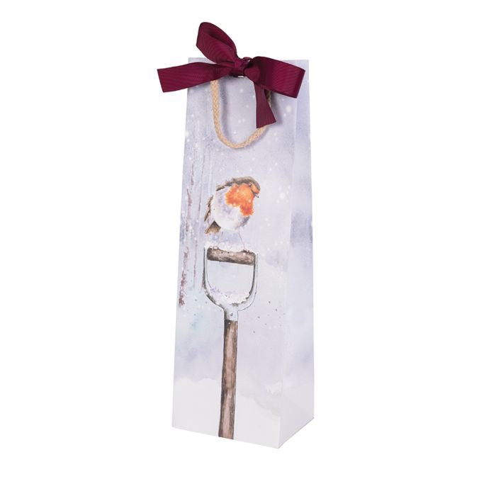 Festive Robin Bottle Christmas Gift Bag -  Wrendale Designs