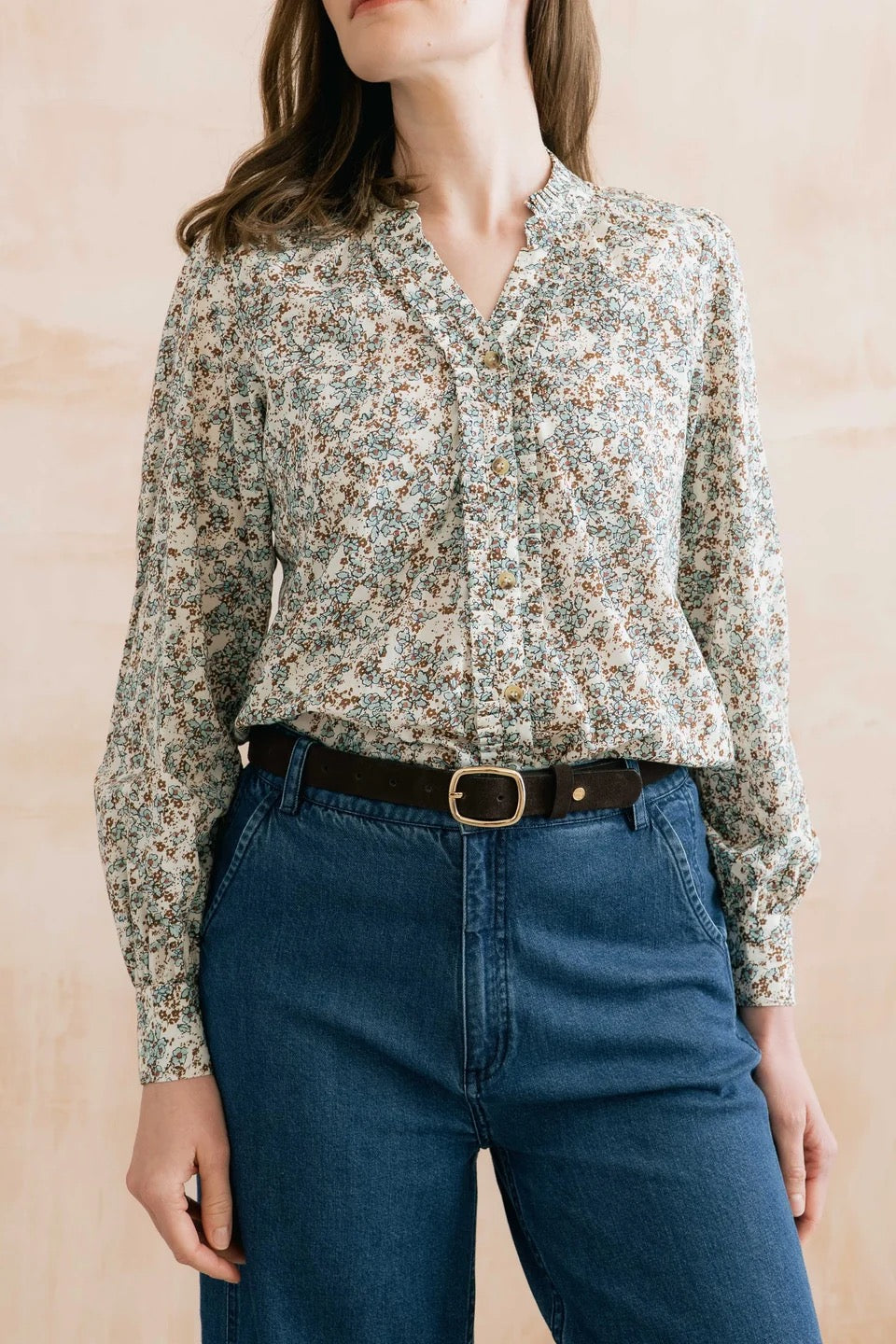 Frida Painters Posy Print Blouse - Powder Blue - Lily &amp; Me