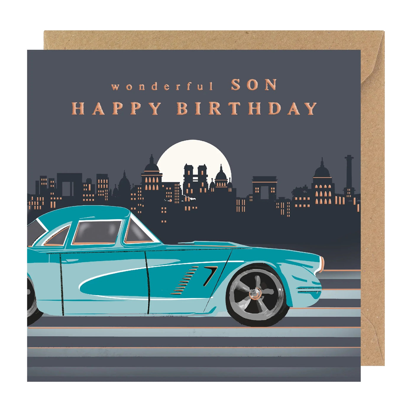 Rosanna Rossi Wonderful Son Car Cityscape Birthday Card