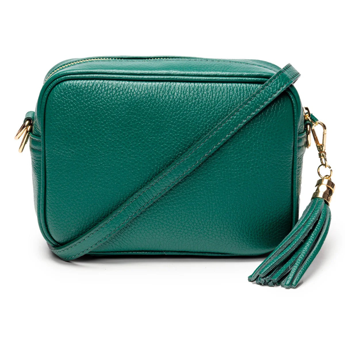 Elie Beaumont Designer Leather Crossbody Bag - Peacock Green (GOLD Fittings)