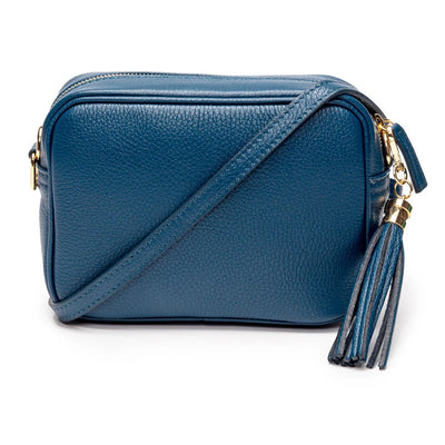 Elie Beaumont Designer Leather Crossbody Bag - Teal Blue (GOLD Fittings)