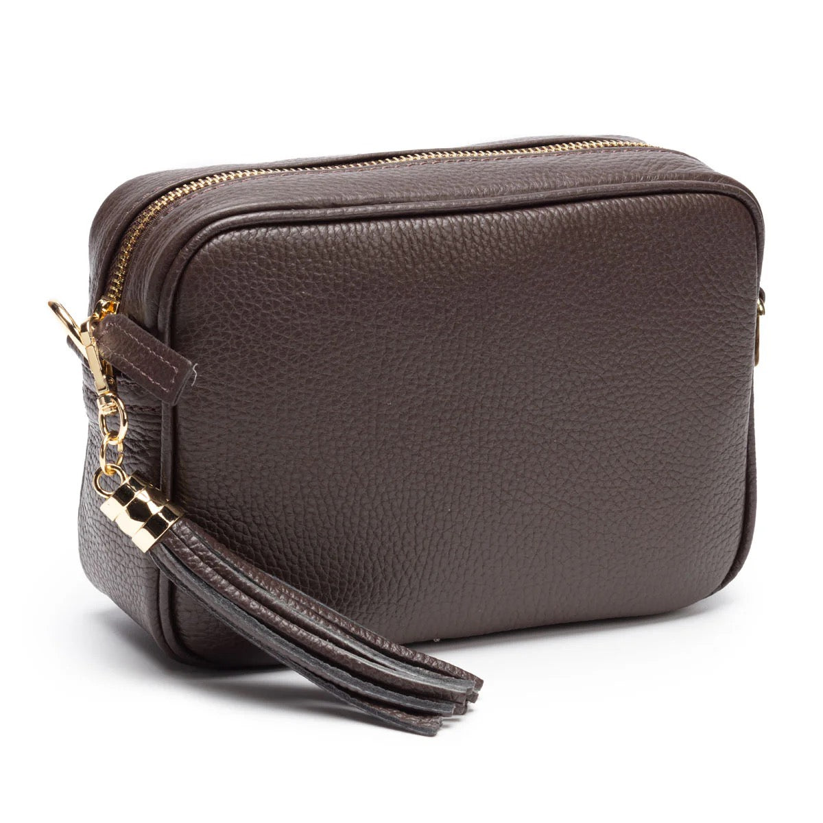 Elie Beaumont Designer Leather Crossbody Bag - Chocolate Brown (GOLD Fittings)