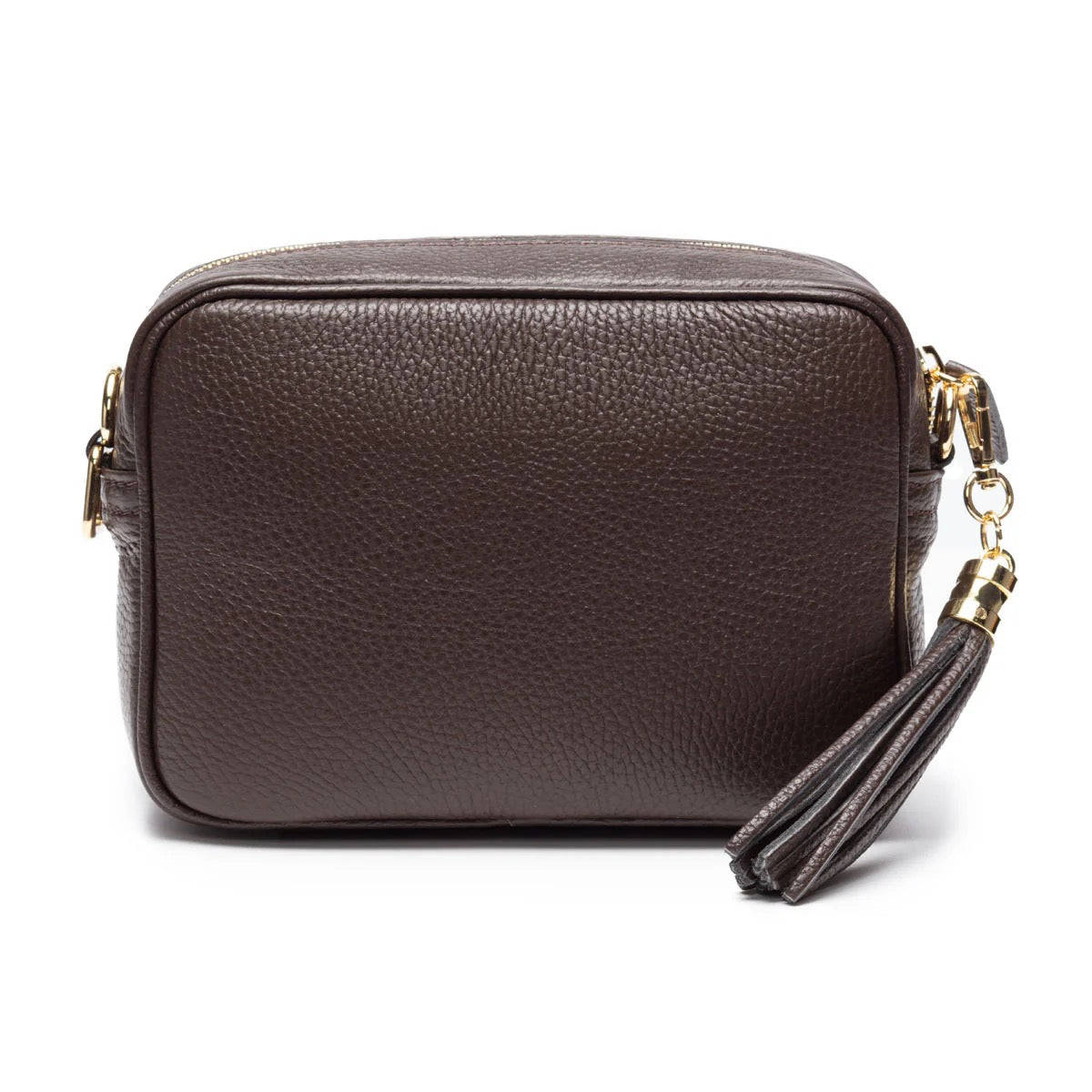 Elie Beaumont Designer Leather Crossbody Bag - Chocolate Brown (GOLD Fittings)