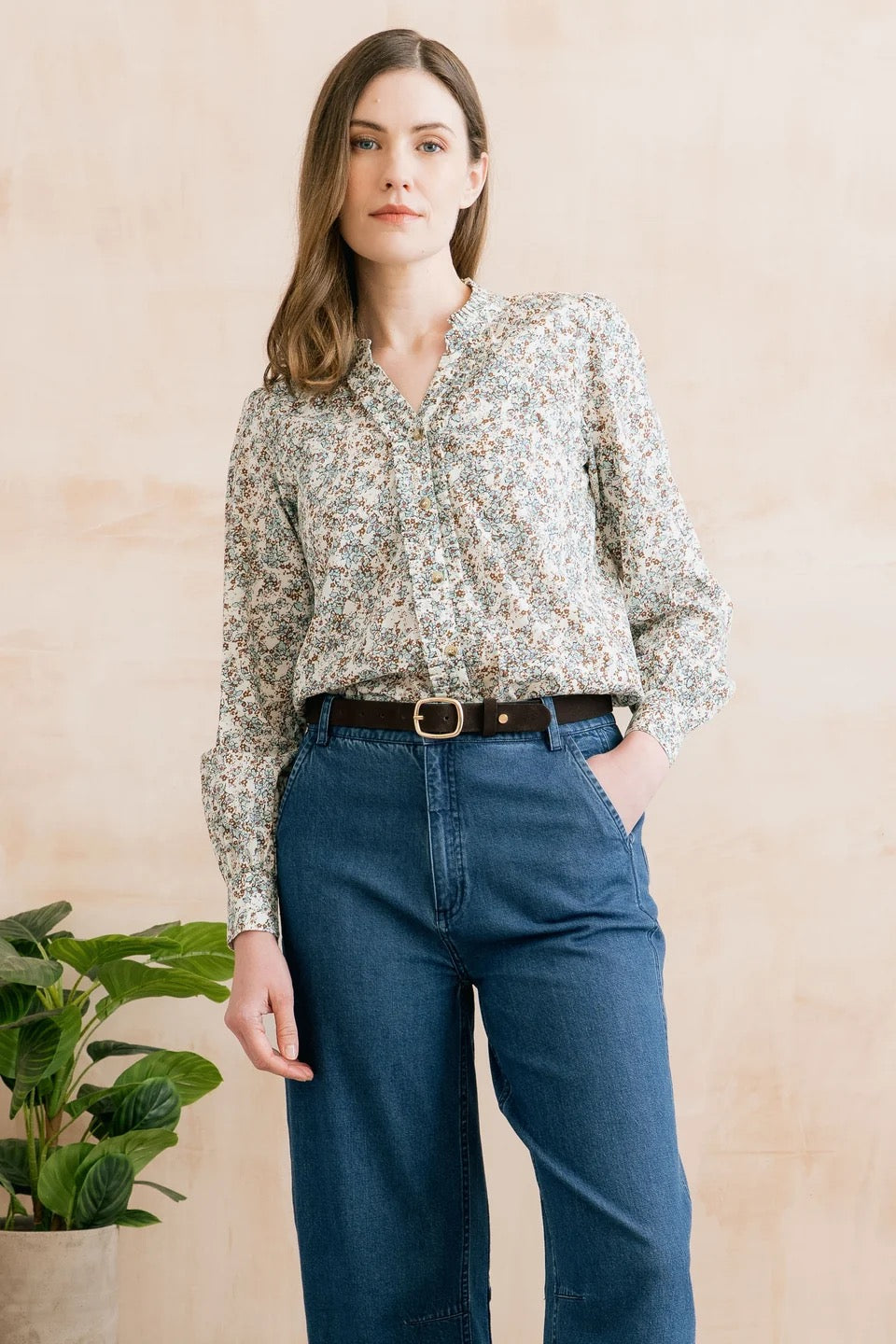 Frida Painters Posy Print Blouse - Powder Blue - Lily &amp; Me