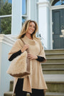 Park Lane - Faux Fur & Faux Leather - Large Slouch Shoulder Bag - Linen/Brown
