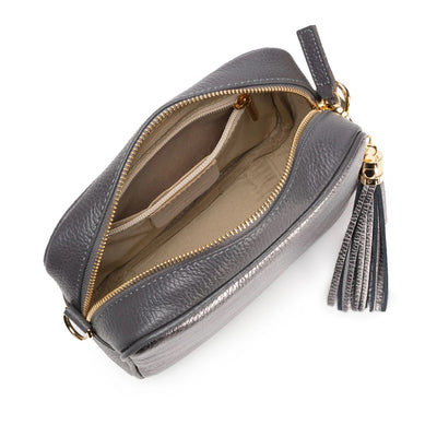 Elie Beaumont Limited Edition Blend Leather Crossbody Bag - Metallic Pewter & Grey (GOLD Fittings)