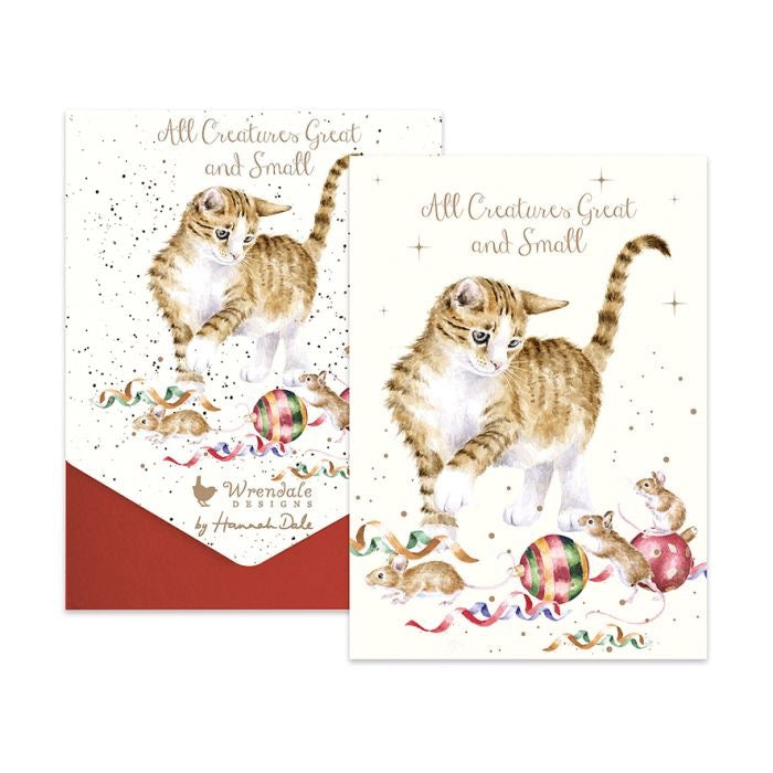 'All Creatures Great & Small' Cat & Mouse Christmas Card Pack - Wrendale Designs