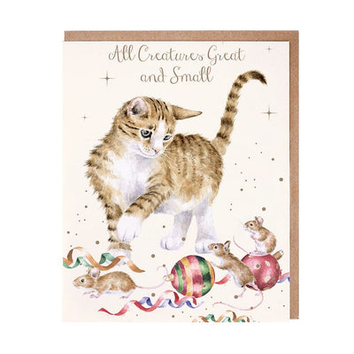 'All Creatures Great & Small' Cat & Mouse Christmas Card Pack - Wrendale Designs