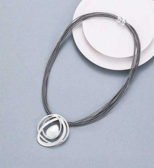 Gracee Jewellery Enamel Disc & Multi Cord Magnetic Necklace