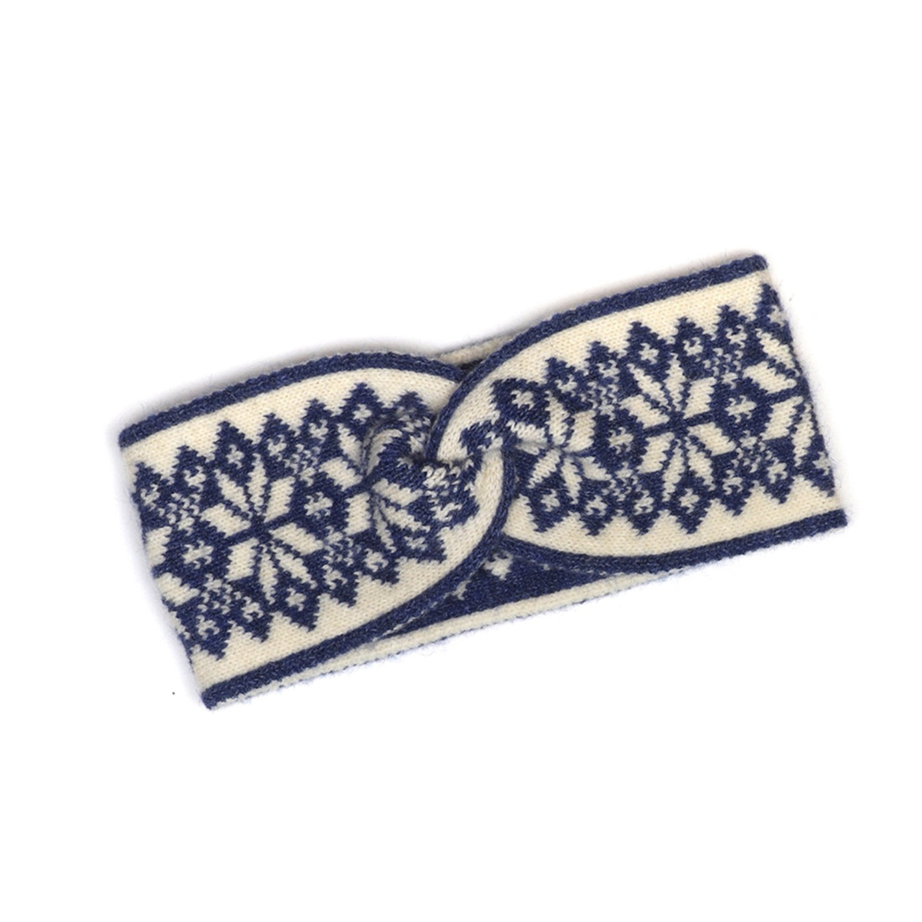POM Scandi Star Flower Cosy Twist Headband - Blue /Cream