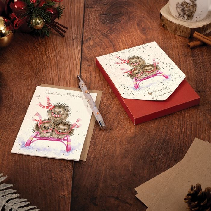 'Sledgehogs' Hedgehog Christmas Card Pack - Wrendale Designs