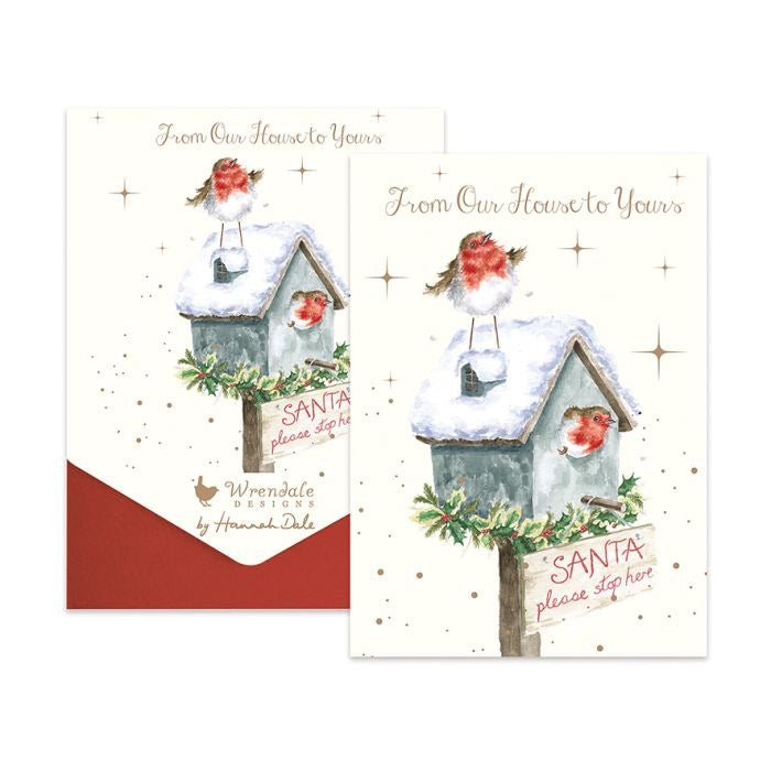 'Please Stop Here' Robin Christmas Card Pack - Wrendale Designs