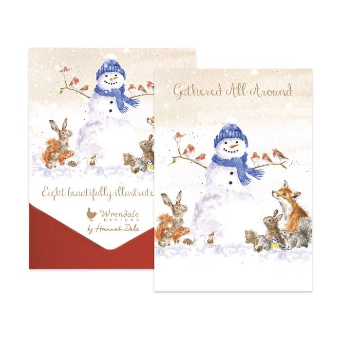 'Gathered All Around' Snowman & Animals Christmas Card Pack - Wrendale Designs