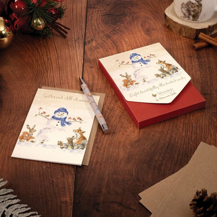 'Gathered All Around' Snowman & Animals Christmas Card Pack - Wrendale Designs